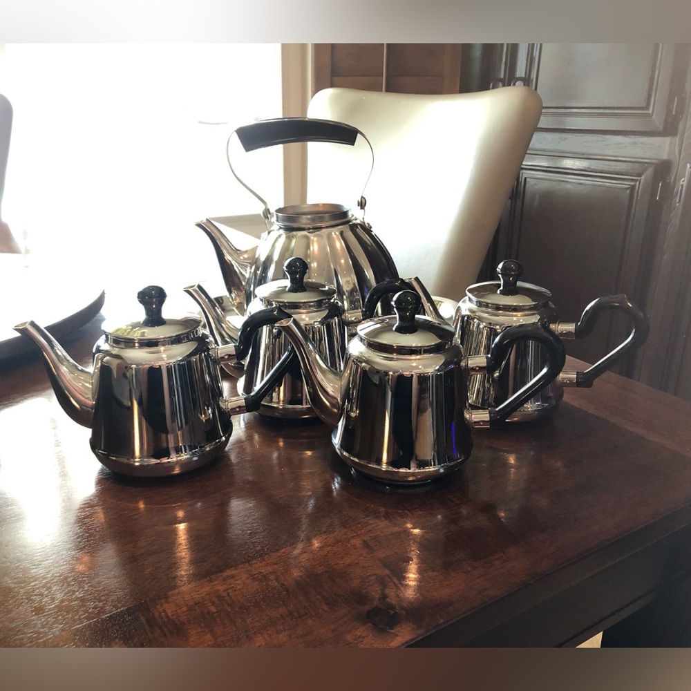 Soviet Cupronickel ("German Silver") Samovar Teapot with Bakelite Handle.